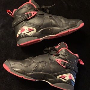 Pink and black Jordans 6Y